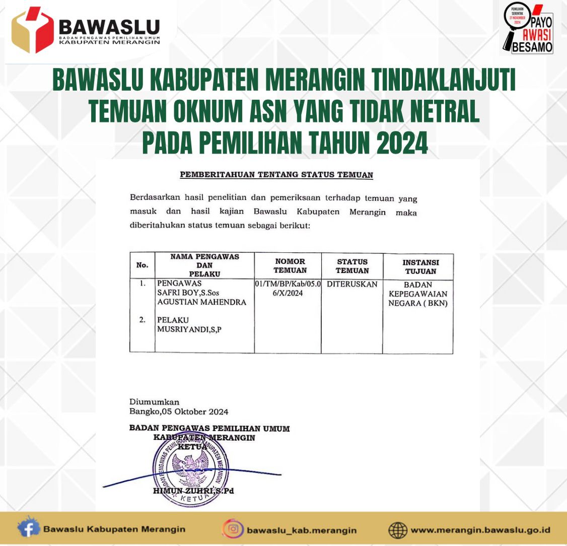 Badan Pengawas Pemilihan Umum (Bawaslu) Kabupaten Merangin