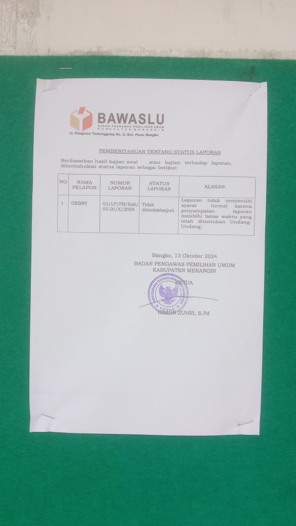 Badan Pengawas Pemilihan Umum (Bawaslu) Kabupaten Merangin