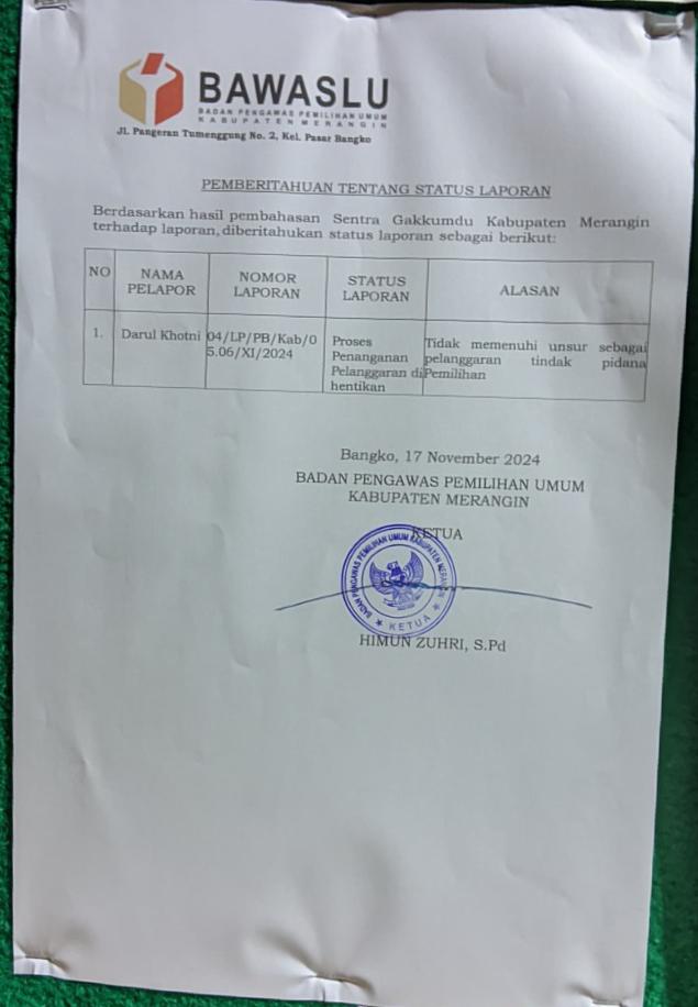 Badan Pengawas Pemilihan Umum (Bawaslu) Kabupaten Merangin